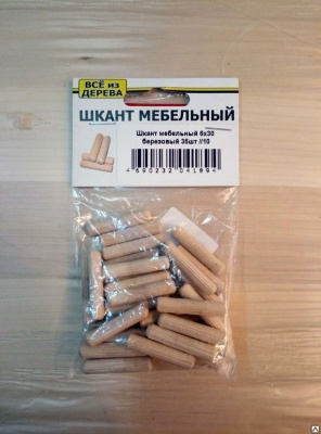 Продаем шкант мебельный (берёза/бук) 8х40 (упак. 20шт) в Ижевске по доступным ценам.
